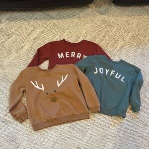 Kids Holiday Sweatshirt Trio - Red, Brown, Green